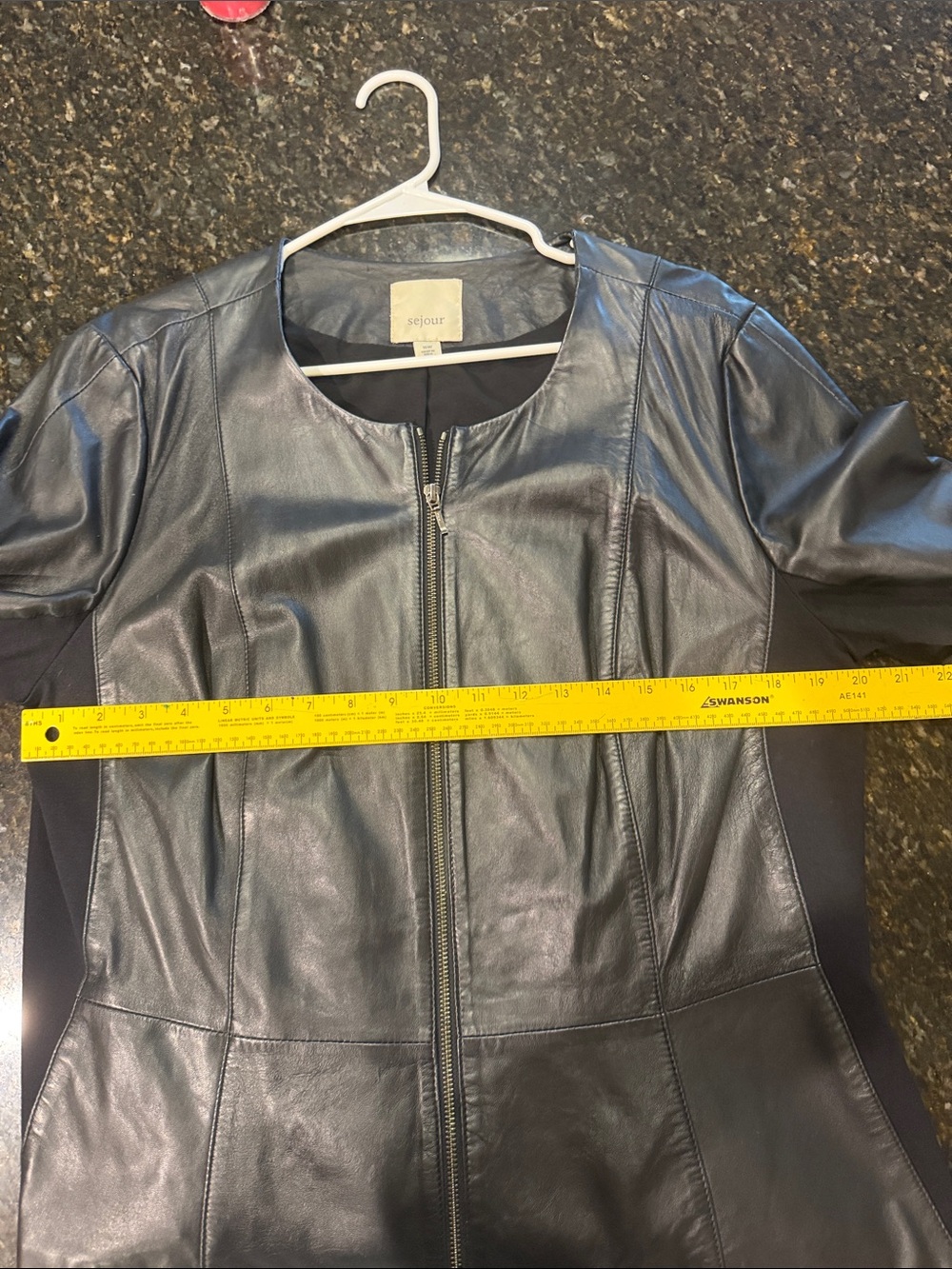 Sejour Black Leather Zip-Front Jacket - Picture 7 of 9